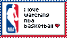 stamp that says 'i love watching nba basketball'